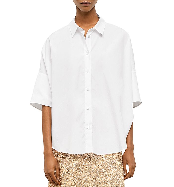 Gerard Darel Nara Oversized Cotton Button Down Shirt In White