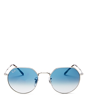 Ray Ban Ray-ban Unisex Geometric Sunglasses, 53mm In Silver /clear Gradient Blue