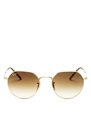 Shop Ray Ban Ray-ban Geometric Sunglasses, 53mm In Gold/brown Gradient