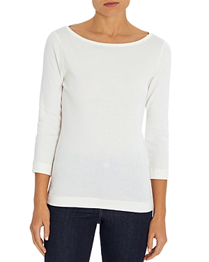 Three Dots Three-quarter-sleeve Cotton Tee In Pristine