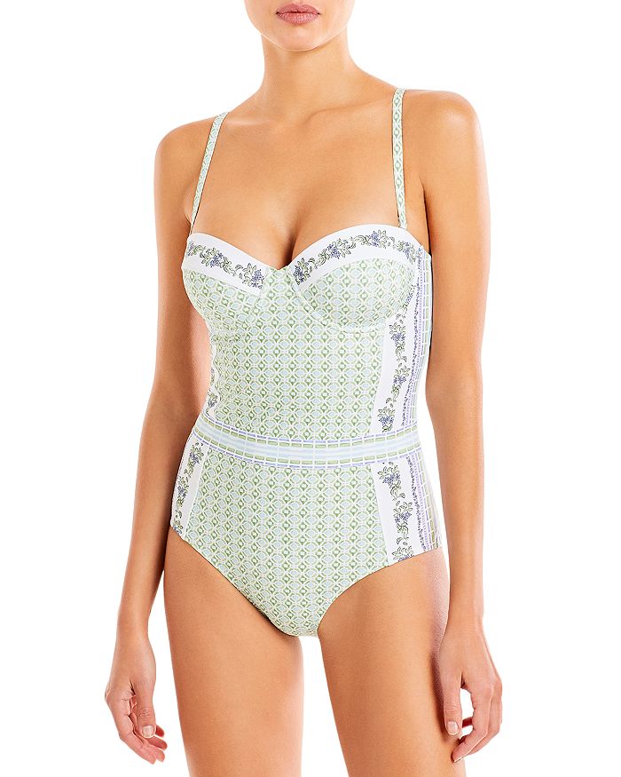 Tory Burch Lipsi Bustier Printed Underwire One Piece Swimsuit |  Bloomingdale's