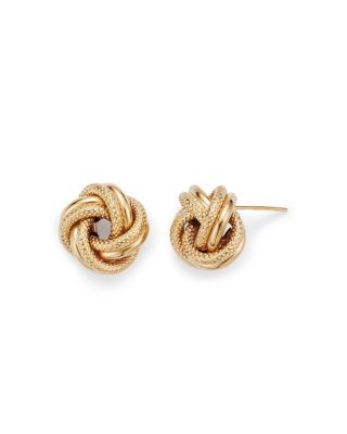 Love Knot Stud Earrings in 14K Yellow Gold 