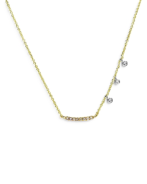 Meira T 14K Yellow & White Gold Mini Curved Diamond Bar Necklace, 18