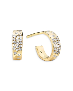 Ippolita 18K Yellow Gold Stardurst Mini Huggie Hoop Earrings with Diamonds