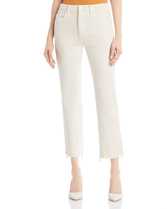DL1961 Patti High Rise Straight Jeans in Ecru | Bloomingdale's
