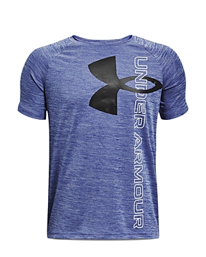 Under Armour Big Boys Tech Split Logo Hybrid Short Sleeve T-shirt In Royal