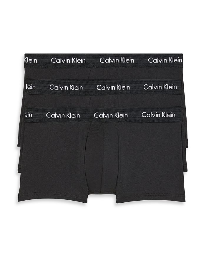 Shop Calvin Klein Cotton Stretch Moisture Wicking Low Rise Trunks, Pack Of 3 In Black