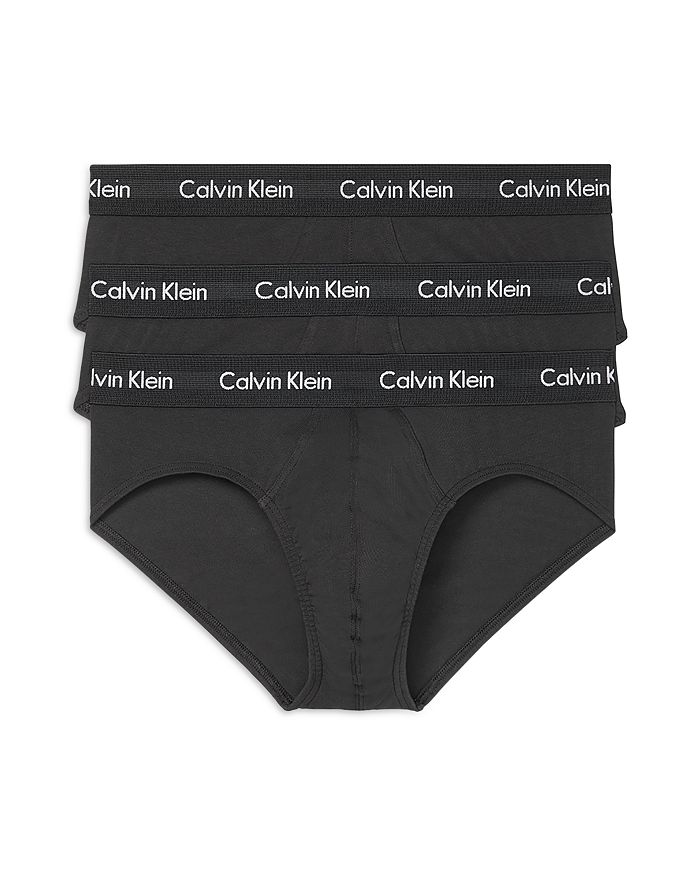 Shop Calvin Klein Cotton Stretch Moisture Wicking Hip Briefs, Pack Of 3 In Black