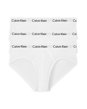 Shop Calvin Klein Cotton Stretch Moisture Wicking Hip Briefs, Pack Of 3 In White