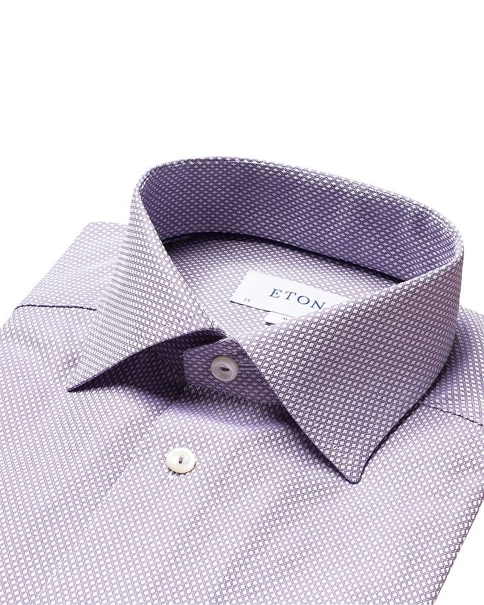 Shop Eton Slim Fit Textured Solid Shirt In Purple