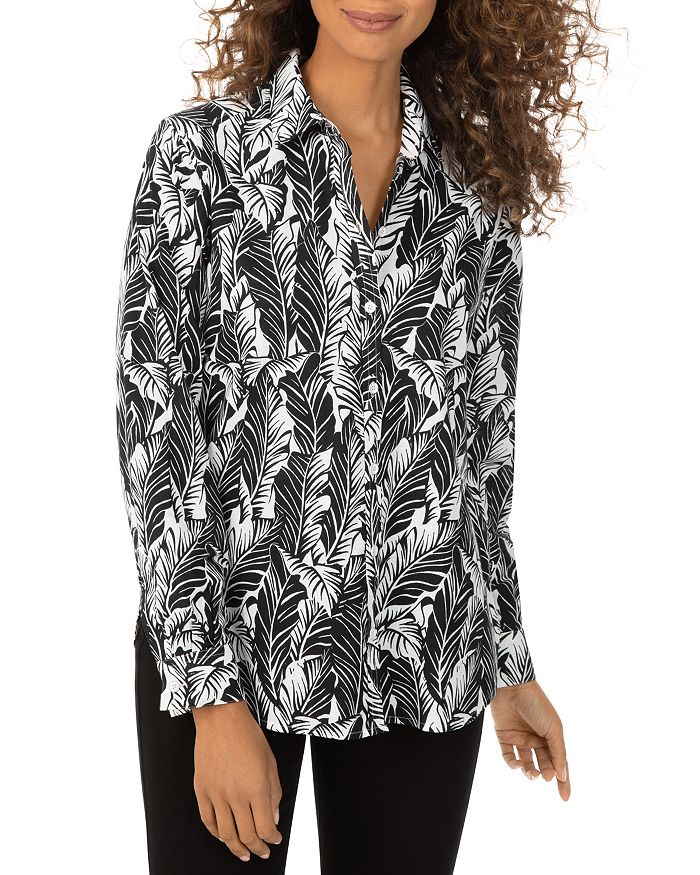Foxcroft Carmen Palm Print Non-Iron Shirt | Bloomingdale's