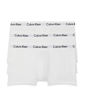 Shop Calvin Klein Cotton Stretch Moisture Wicking Low Rise Trunks, Pack Of 3 In White