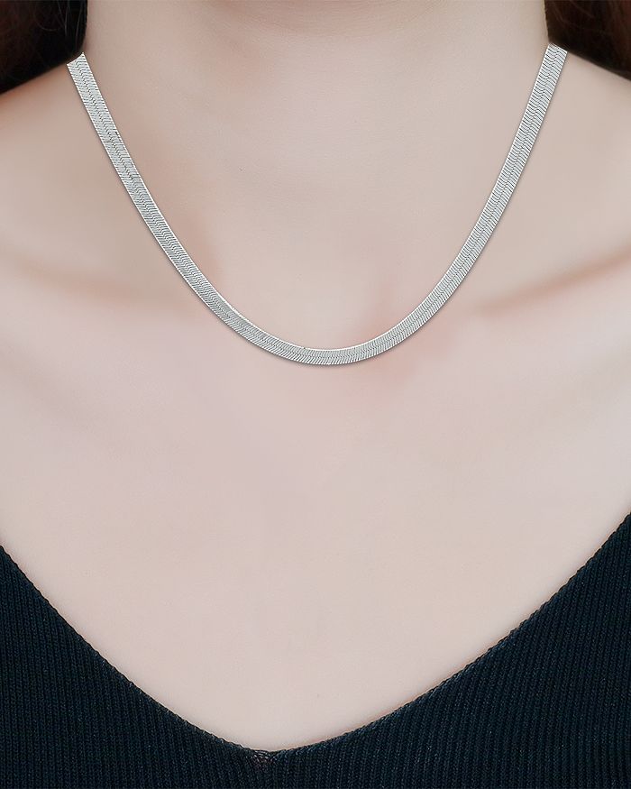 Shop Aqua Herringbone Chain Necklace, 16 - 100% Exclusive In Silver