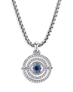 David Yurman - 18K White Gold Evil Eye Mobile Amulet with Blue Sapphires & Diamonds
