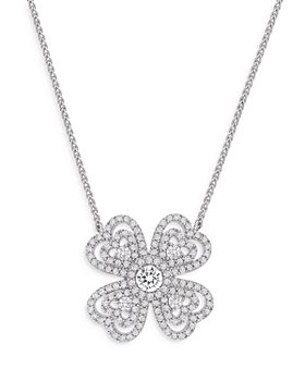 Bloomingdale's - Diamond Flower Pendant Necklace in 14K White Gold, 1.0 ct. t.w. - 100% Exclusive