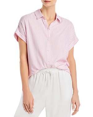 Beachlunchlounge Short Sleeve Button Up Shirt In Pink Rosetta