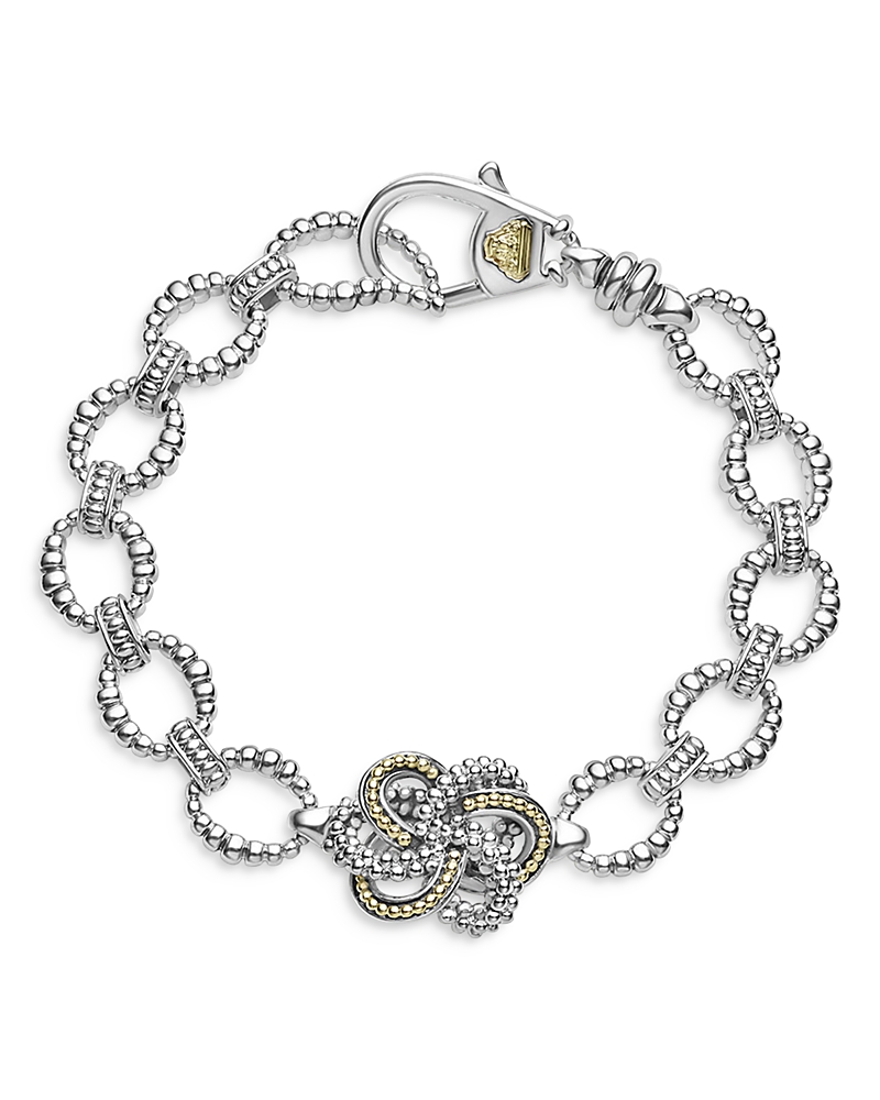 Lagos Sterling Silver & 18k Yellow Gold Love Knot Station Bracelet, 7 In Silver