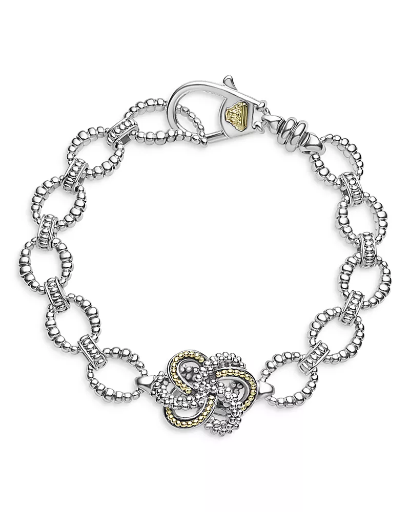 Lagos Sterling Silver & 18K Yellow Gold Love Knot Station Bracelet, 8