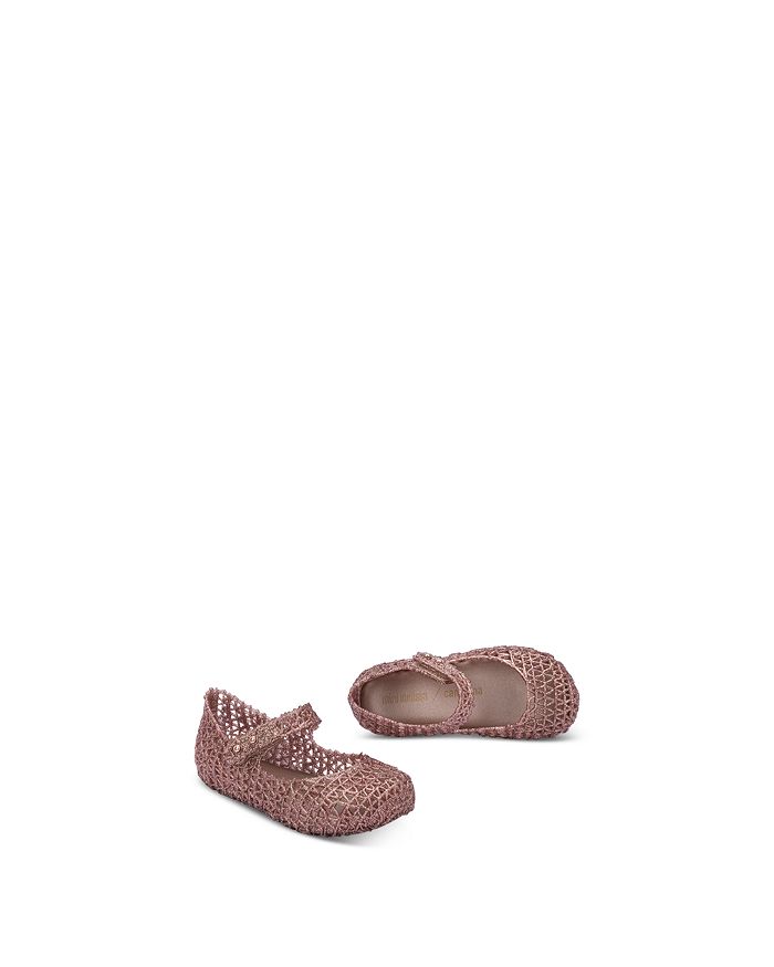 Shop Mini Melissa Girls' Minicampap Glitter Zigzag Mary Jane Flats - Toddler In Light Pink
