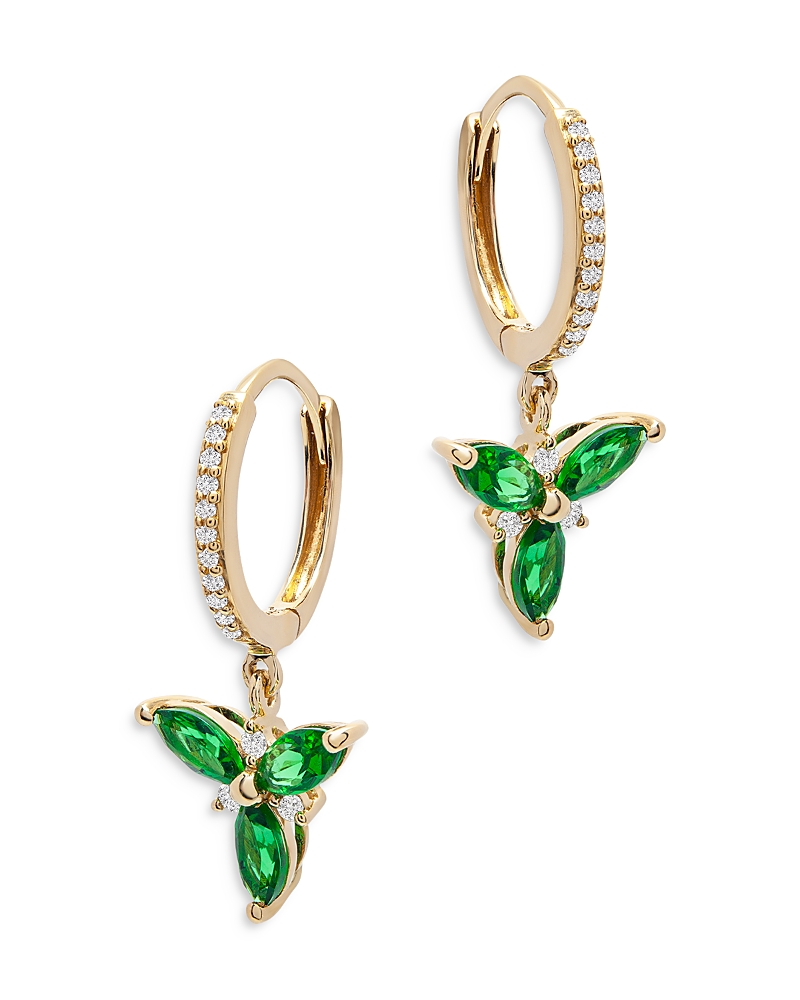 Bloomingdale's Fine Collection Emerald & Diamond Hoop Drop Earrings