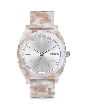 Nixon The Time Teller Acetate Bracelet Watch, 40mm In Silver
