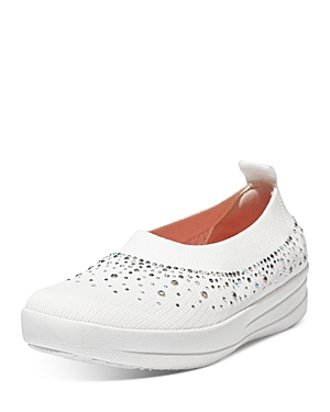 Fitflop Women's Uberknit Ombre Crystal Ballet Sneaker Flats In Urban White