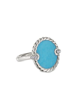 David Yurman Sterling Silver DY Elements® Ring with Turquoise
