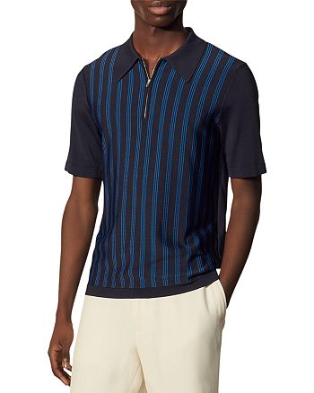 Sandro Simon Vertical Stripe Half Zip Polo Shirt | Bloomingdale's