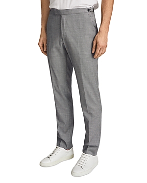 Reiss Wave Micro Houndstooth Suit Pants In Soft Gray
