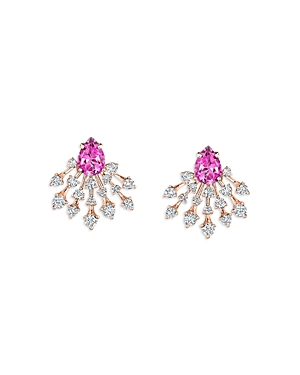 18K Rose Gold Luminus Pink Sapphire & Diamond Statement Earrings