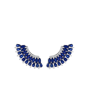 18K White Gold Mirage Blue Sapphire & Diamond Statement Earrings