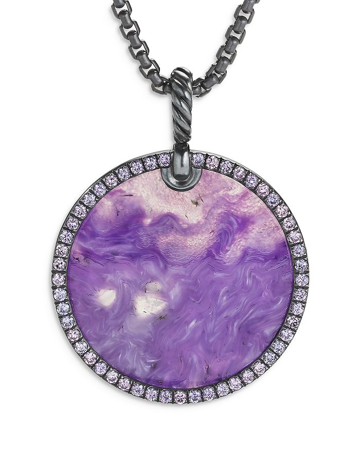 David Yurman - Sterling Silver DY Elements&reg; Artist Series Disc Pendant with Chariote & Purple Sapphires