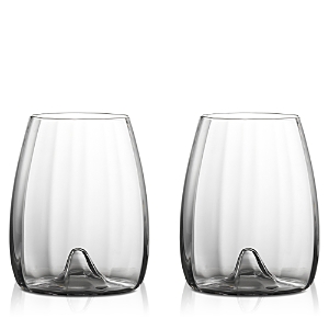 Waterford Elegance Optic Set Of 2 Lead Crystal Stemless Wine Glasses