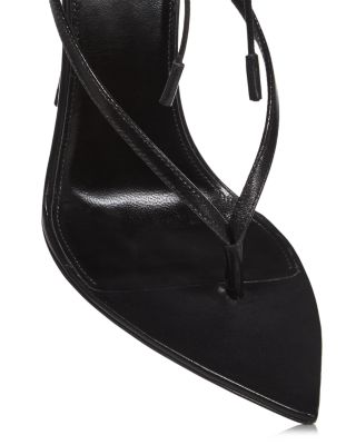 Saint Laurent Women's Instinct Pointed Toe Feather Trim High Heel