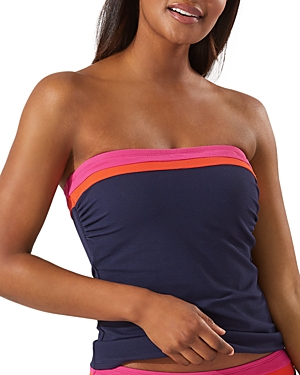 Shop Tommy Bahama Island Cays Color Block Bandeau Tankini Top In Passion Pink