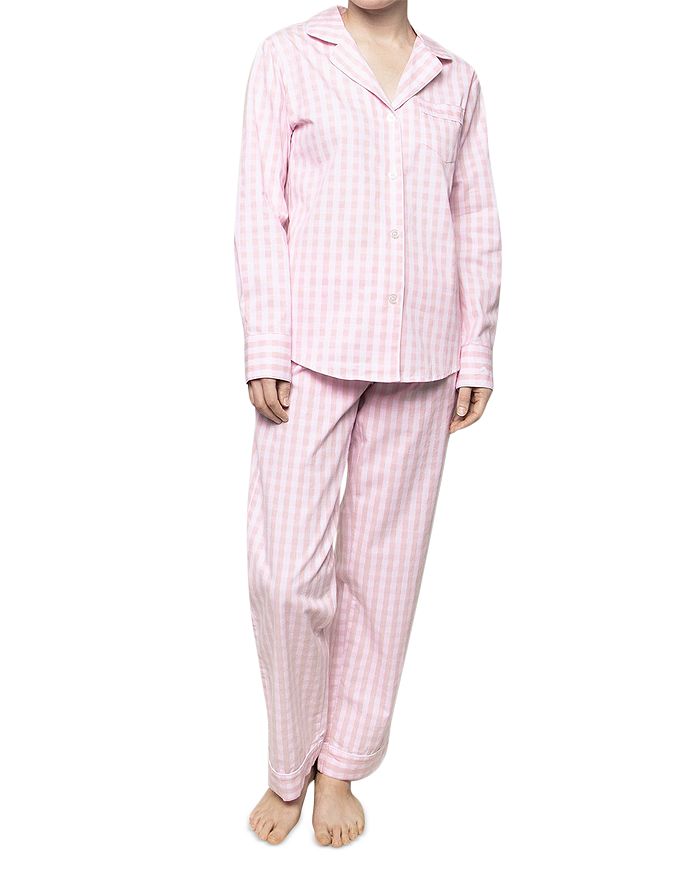 Shop Petite Plume Gingham Cotton Pajama Set In Pink