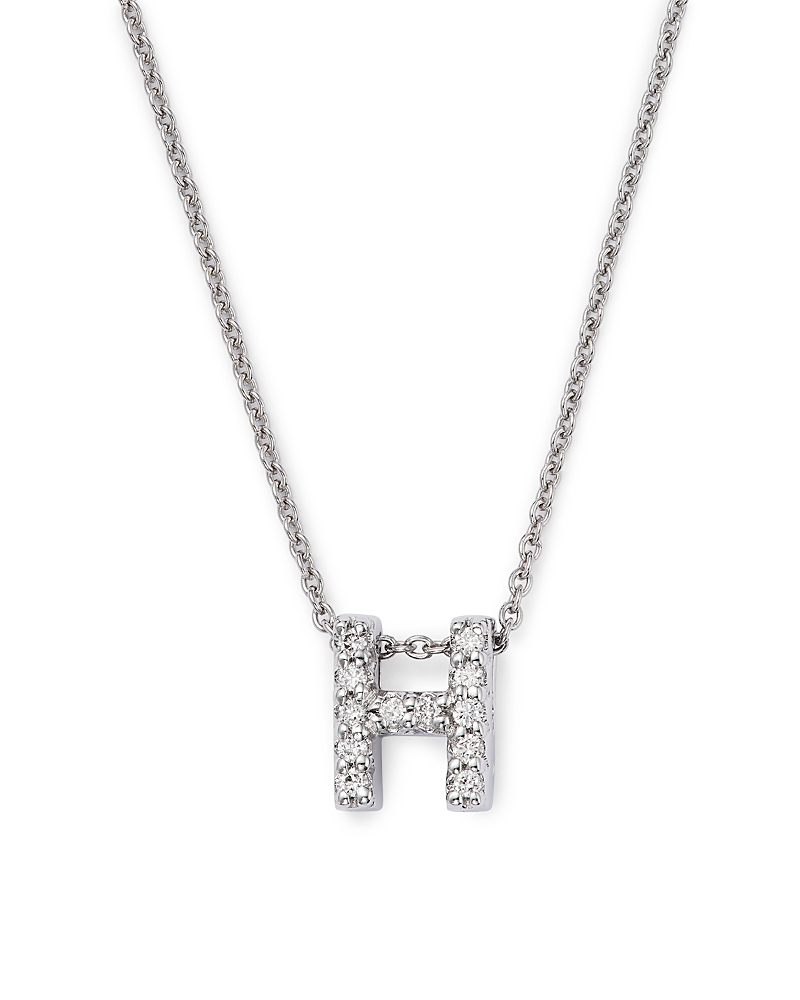 Roberto Coin 18K White Gold Initial Love Letter Pendant Necklace with Diamonds, 16