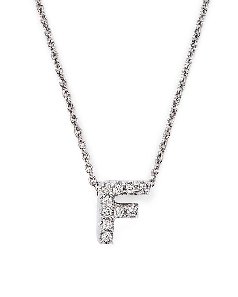 Roberto Coin 18K White Gold Initial Love Letter Pendant Necklace with Diamonds, 16