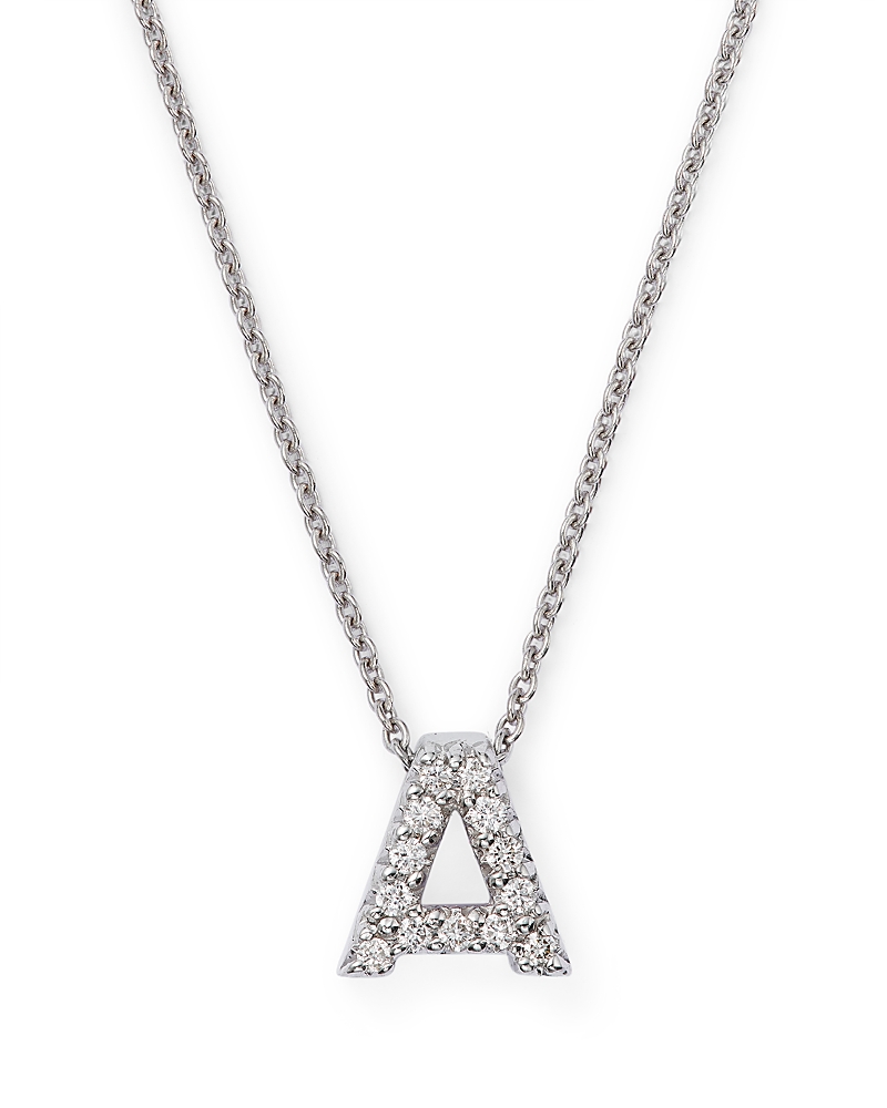 Roberto Coin 18K White Gold Initial Love Letter Pendant Necklace with Diamonds, 16