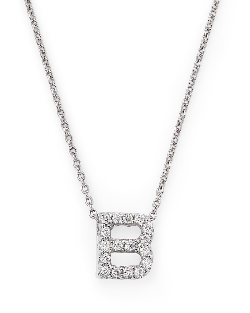 Roberto Coin 18K White Gold Initial Love Letter Pendant Necklace with Diamonds, 16