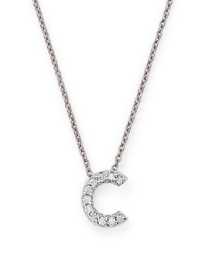 Roberto Coin 18K White Gold Initial Love Letter Pendant Necklace with Diamonds, 16