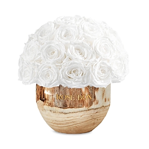 Rose Box Nyc Wooden Premium Half Ball Of Roses In Pure White