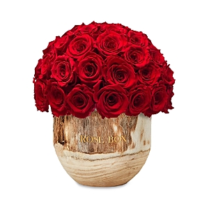 Rose Box Nyc Wooden Premium Half Ball Of Roses In Red Flame