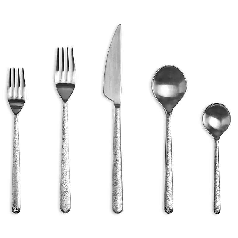 Mepra Linea Leaves 5-piece Place Setting In Silver