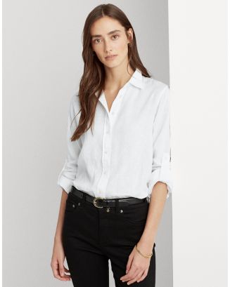 Ralph Lauren Linen Long Sleeve Collared Button Down Shirt | Bloomingdale's