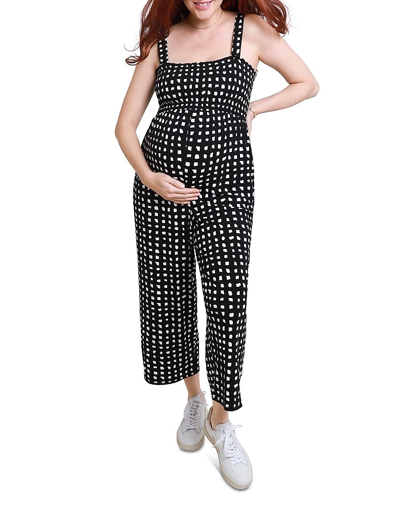 Ingrid & Isabel Maternity Smocked Jumpsuit In Abstract Check
