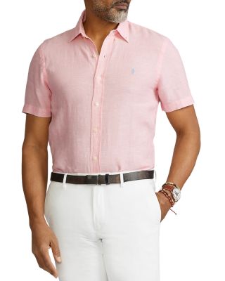 pink button down polo shirt