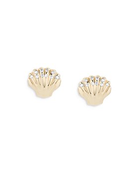 Adina Reyter - 14K Yellow Gold Sea Creature Diamond Clamshell Stud Earrings