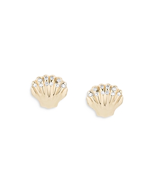 Adina Reyter 14k Yellow Gold Sea Creature Diamond Clamshell Stud Earrings