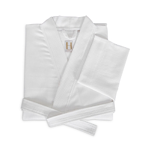 Shop Frette Pique Kimono Bathrobe In White